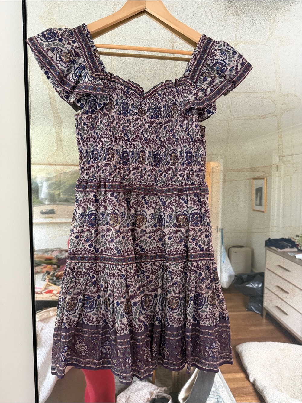 Sea New York Purple Floral Smocked Mini Dress